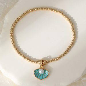 257 Shell & Pearl Stretchy Bracelet