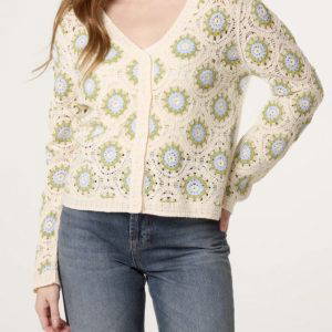 Haze V Neck Crochet Cardigan