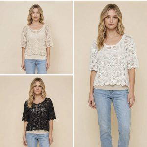 Iggi Sequin Crochet Top