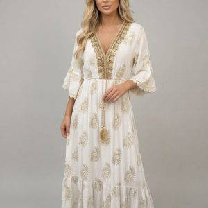 Ines Gold Print Midaxi Dress