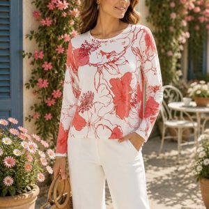 Jill Jumper in Coral & Blue