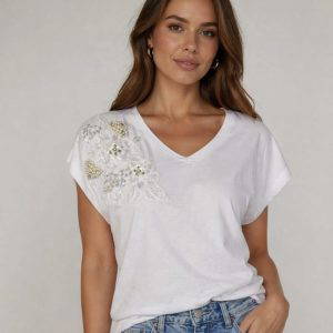 Mara Embellished V Neck T-Shirt