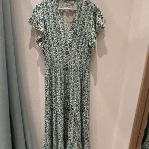 Polly Shirred Ditsy Print Maxi Dress