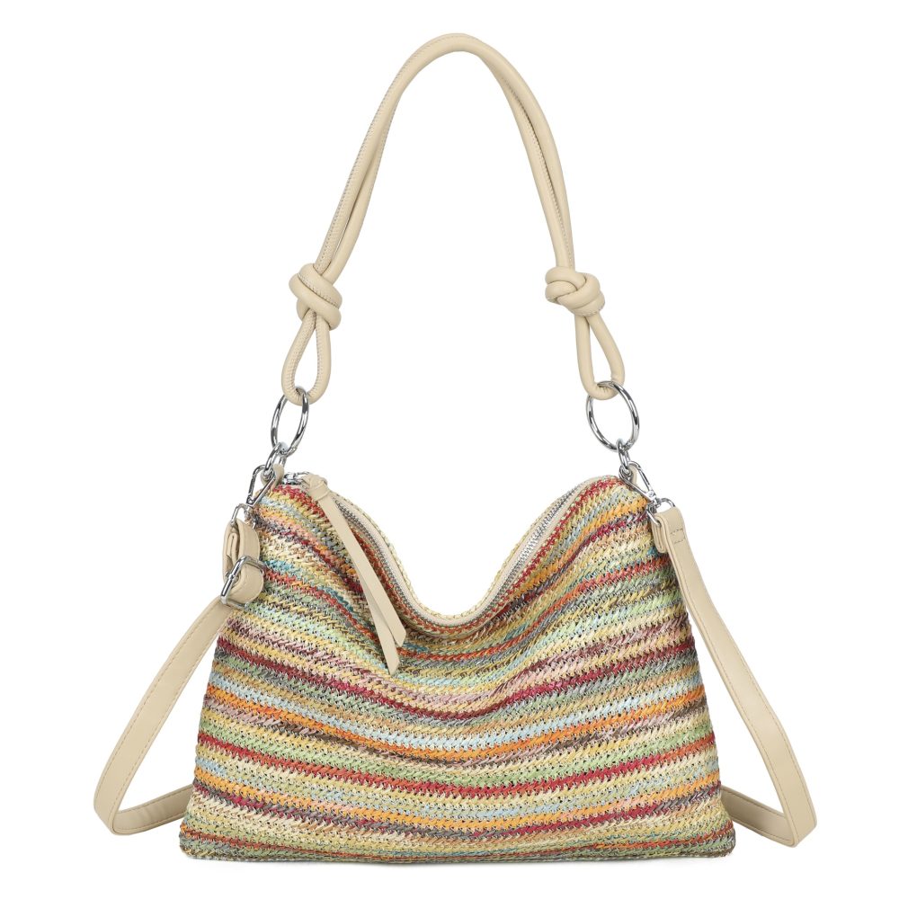 Straw Rainbow Stripe Shoulder Handbag - Image 2