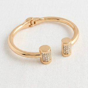Envy 547 Diamante Hinged Bangle in Gold & Silver