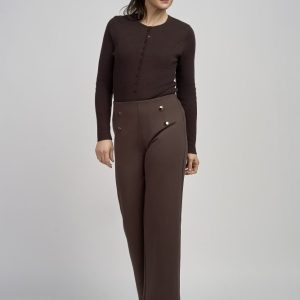 Pinns 610T Wide Leg Trousers in Chocolate & Navy