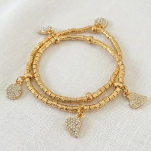 Envy 642 Gold Stretchy Bracelet with Diamante Charms