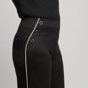 Pinns 778T Black/Ecru Side Piping Wide Leg Trousers