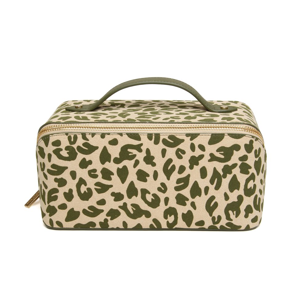 Alice Wheeler Olive Leopard Train Case