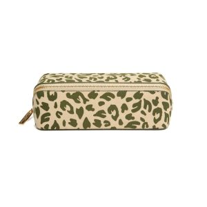 Alice Wheeler Small Olive Leopard Train Case