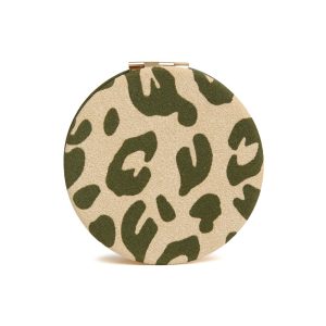 Alice Wheeler Olive Leopard Round Compact Mirror