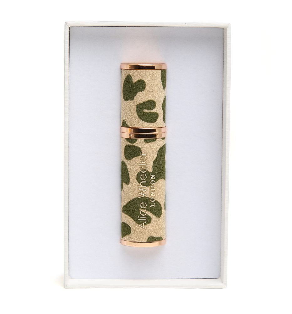 Alice Wheeler Leopard Refillable Atomiser - Black & Olive - Image 3