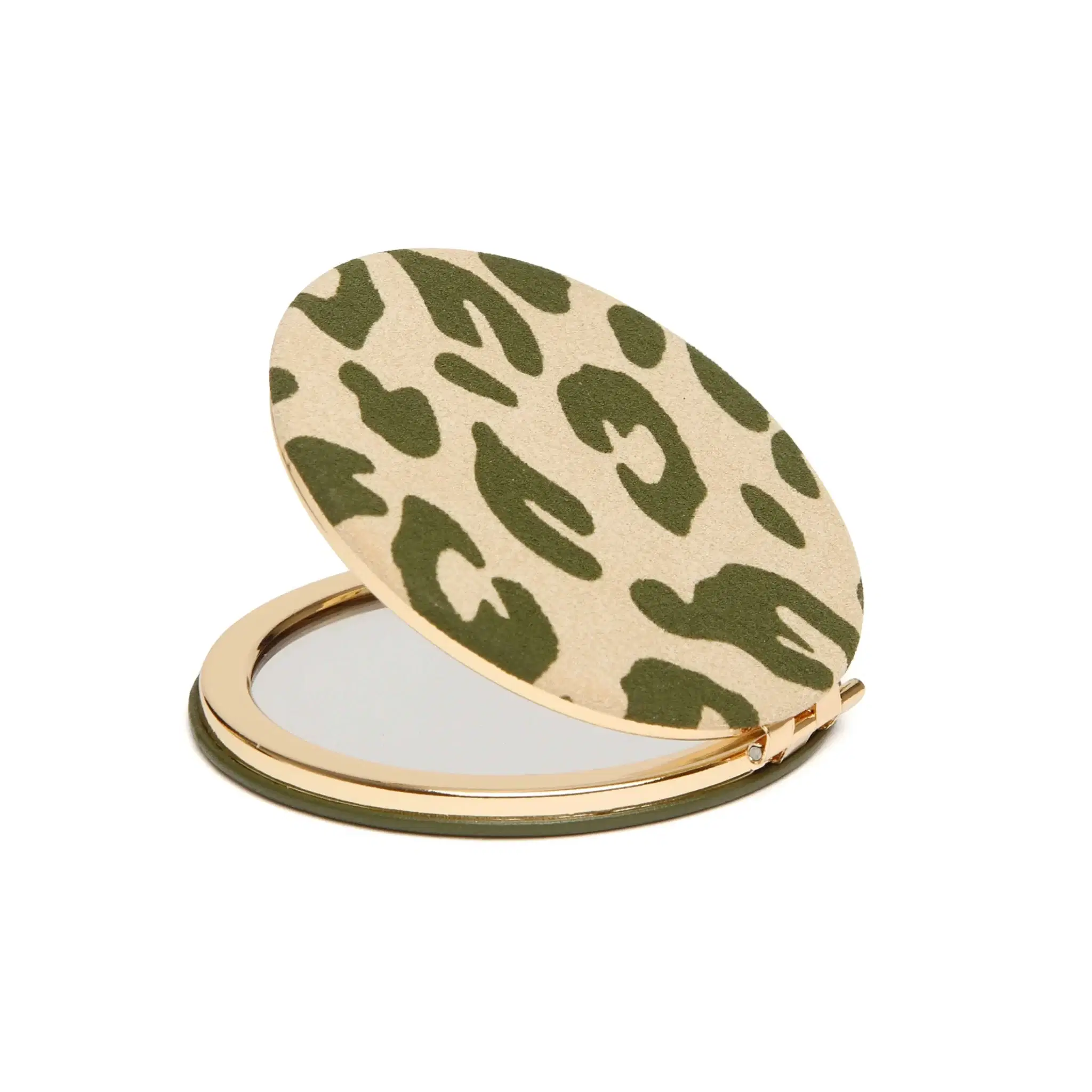 Alice Wheeler Olive Leopard Round Compact Mirror - Image 2