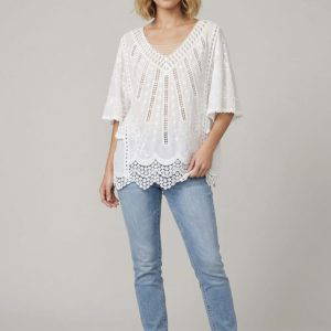 Alex V Neck Embroidered Top