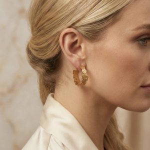 Envy 4404 Textured Gold Hoop Earrings
