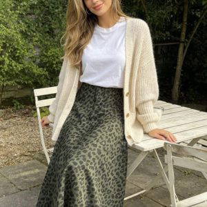 Olly Leopard Print Satin Skirt