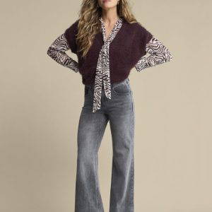 Red Button Sleeveless Fuzzy Cardigan