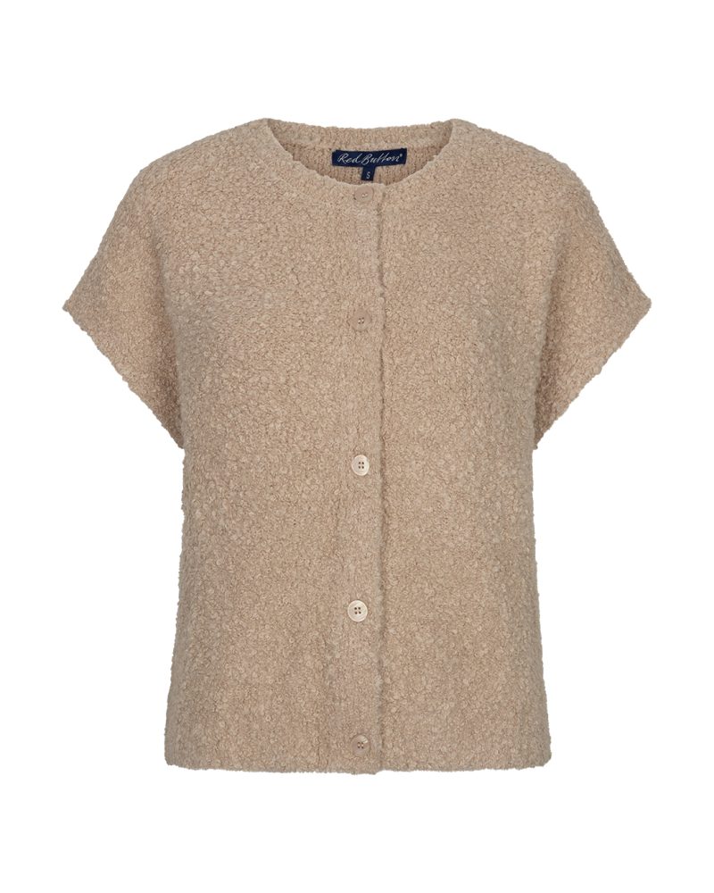 Red Button Sleeveless Boucle Knit - Image 2