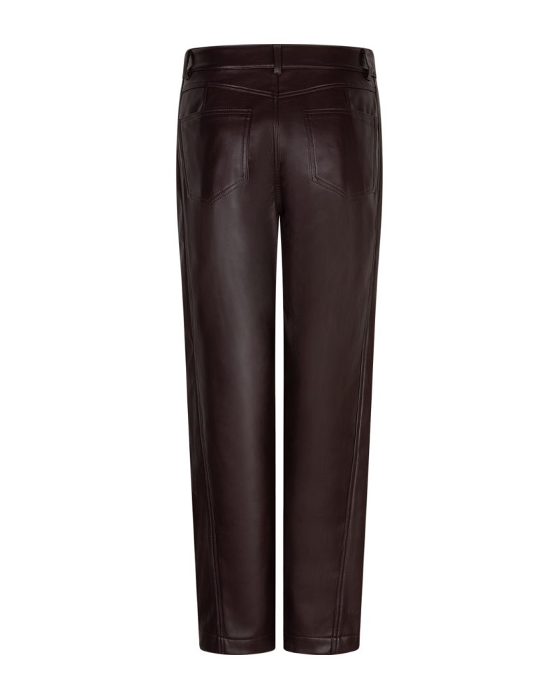 Red Button Caitlina Faux Leather Trousers in Burgundy & Expresso - Image 6