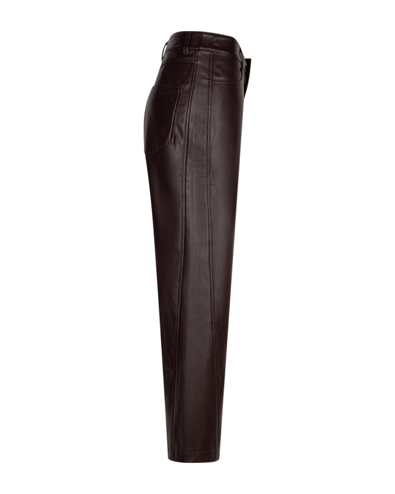 Red Button Caitlina Faux Leather Trousers in Burgundy & Expresso - Image 5