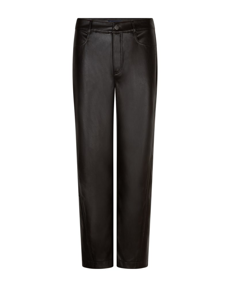 Red Button Caitlina Faux Leather Trousers in Burgundy & Expresso - Image 4