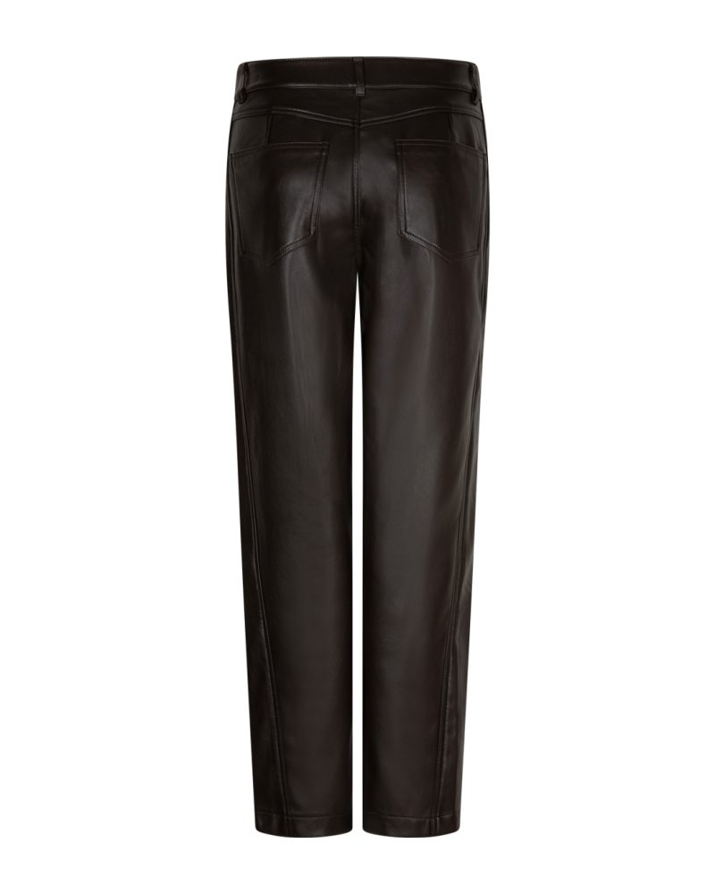 Red Button Caitlina Faux Leather Trousers in Burgundy & Expresso - Image 3
