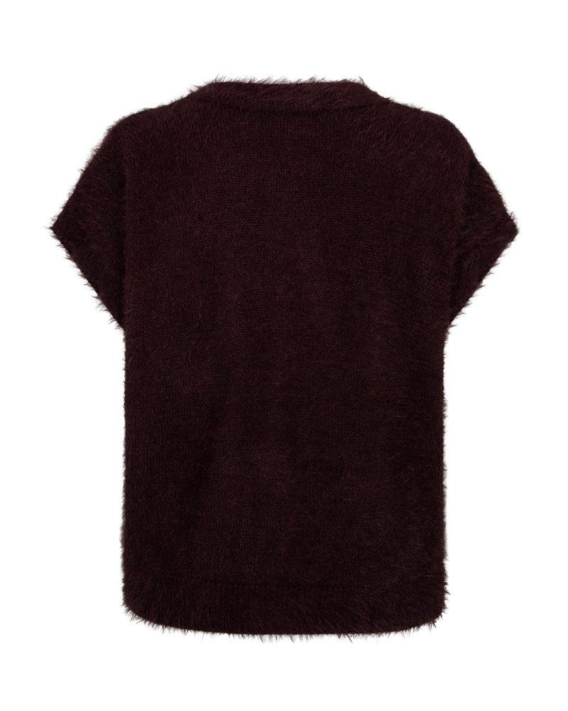 Red Button Sleeveless Fuzzy Cardigan - Image 3