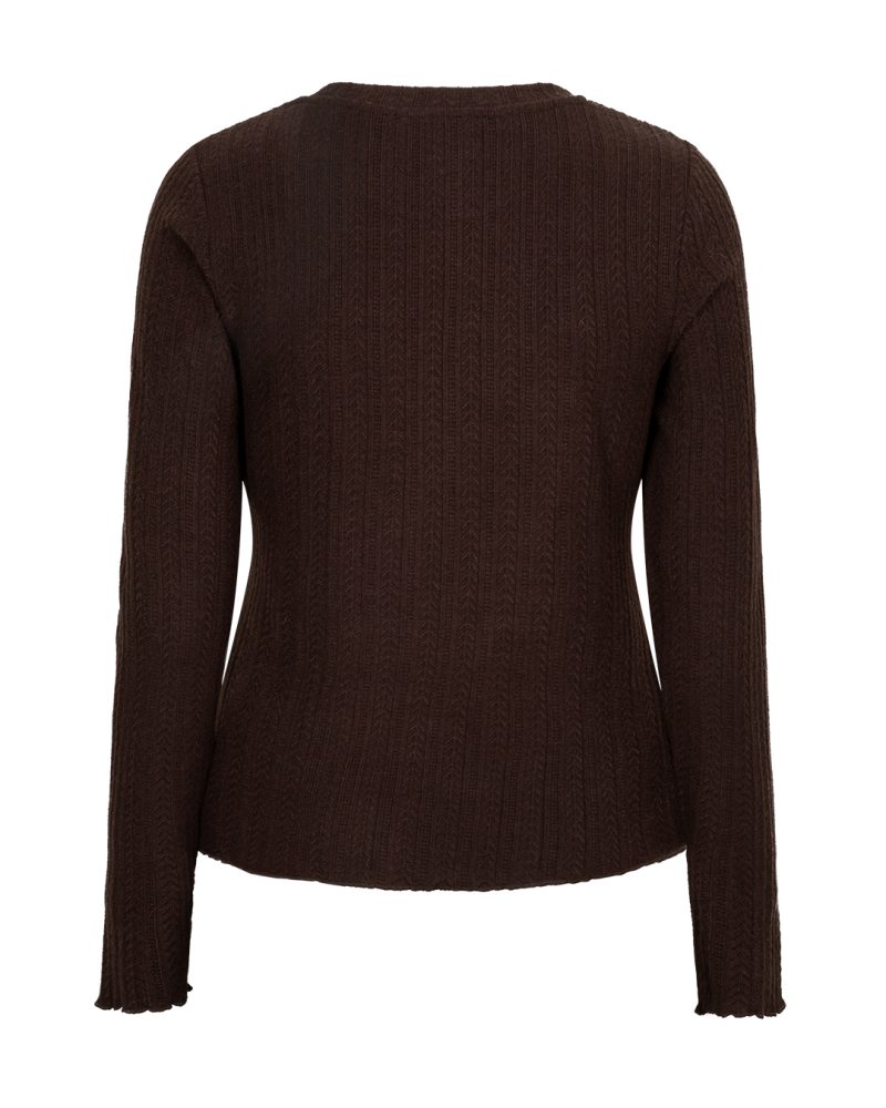 Red Button Fine Knit Top - Expresso & Off White - Image 5