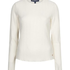 Red Button Fine Knit Top - Expresso & Off White