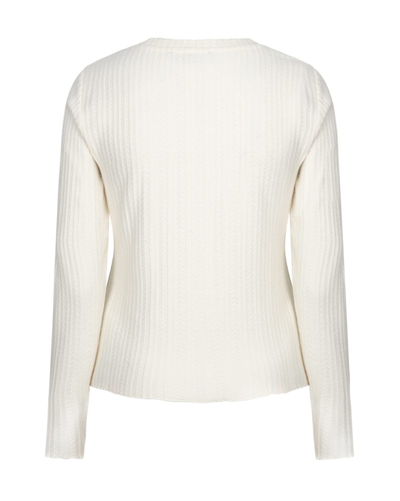 Red Button Fine Knit Top - Expresso & Off White - Image 3
