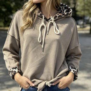 Pixie Animal Print Two Tone Hoodie
