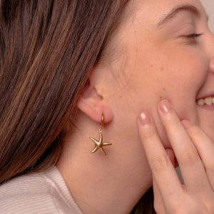 3107 Starfish Drop Earrings 14K Gold Plated