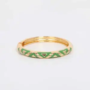 3508 Green Enamel Hinged Bracelet