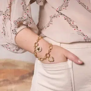4807 Clover Charm Bracelet 14K Gold & Silver Plated