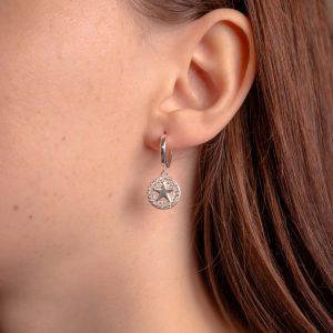 4901 Star Charm Silver Plated Hoop Earrings