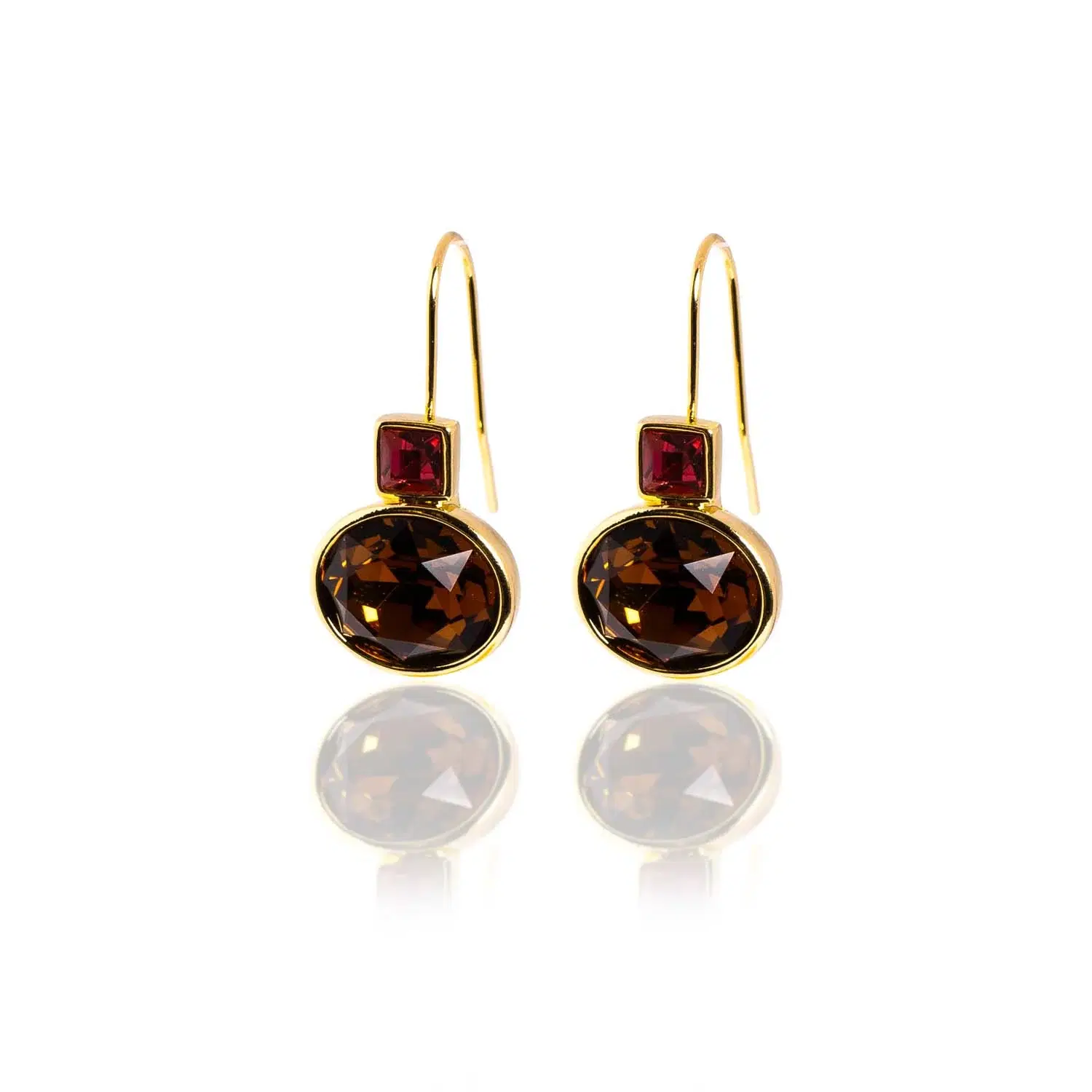 0903 Chocolate 14K Gold Plated Drop Earrings - Image 2