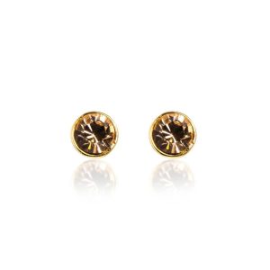 2107 Champagne 14ct Gold Plated Stud Earrings