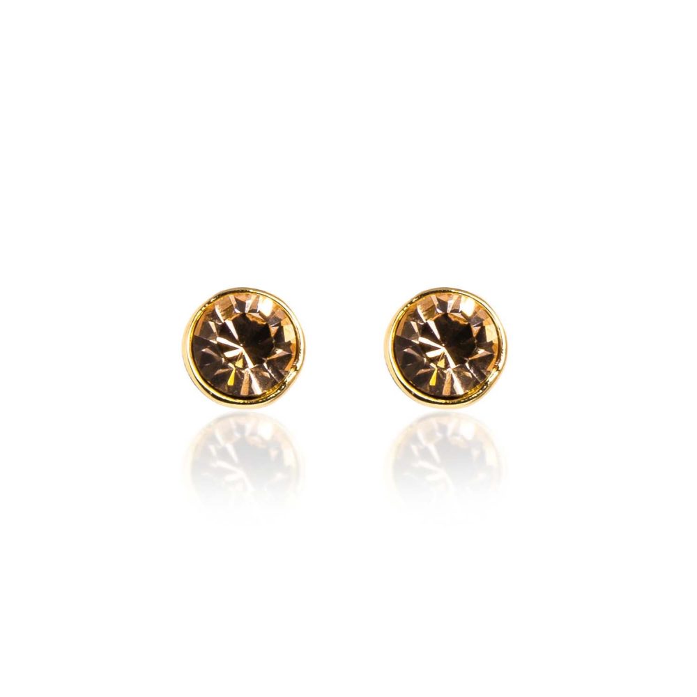2107 Champagne 14ct Gold Plated Stud Earrings