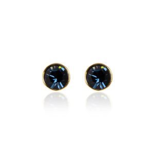 2114 Navy Stud 14ct Gold Plated Earrings