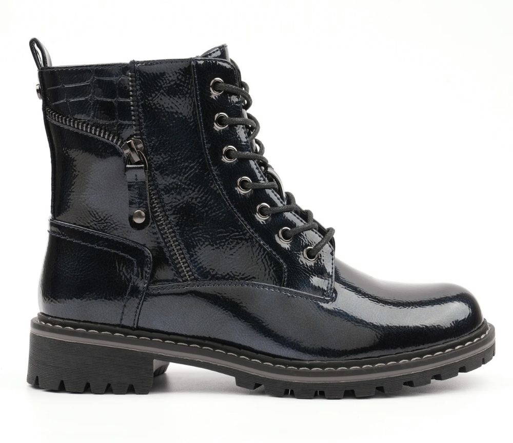 Lunar Allison Navy Patent Ankle Boot - Image 2