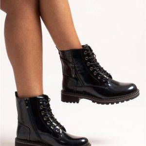 Lunar Allison Navy Patent Ankle Boot