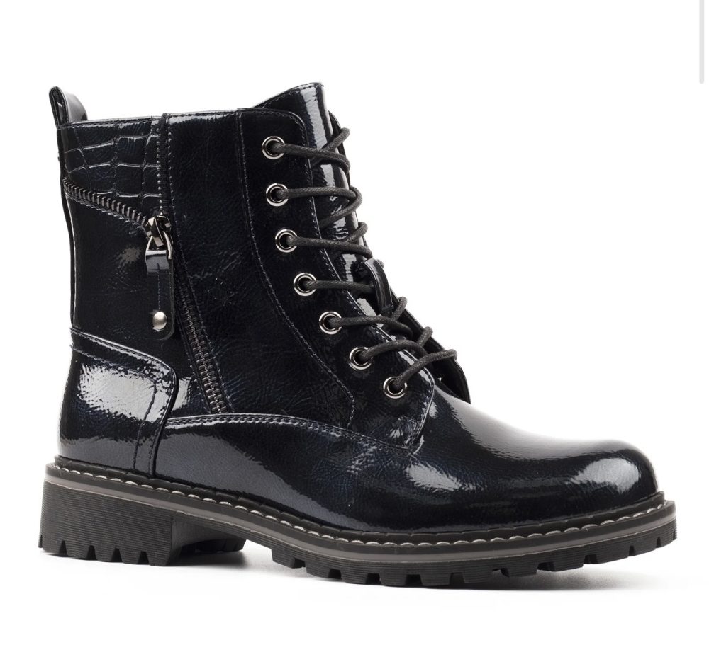 Lunar Allison Navy Patent Ankle Boot - Image 5