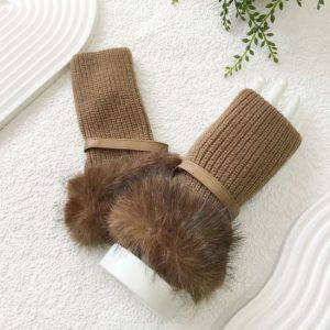 Christie Faux Fur Edged Fingerless Gloves