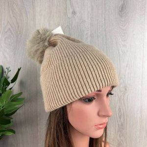 Ribbed Knit Bobble Hat